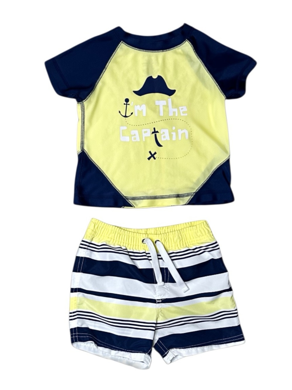First Impressions Yellow & Navy Captain Rashguard Swim Set